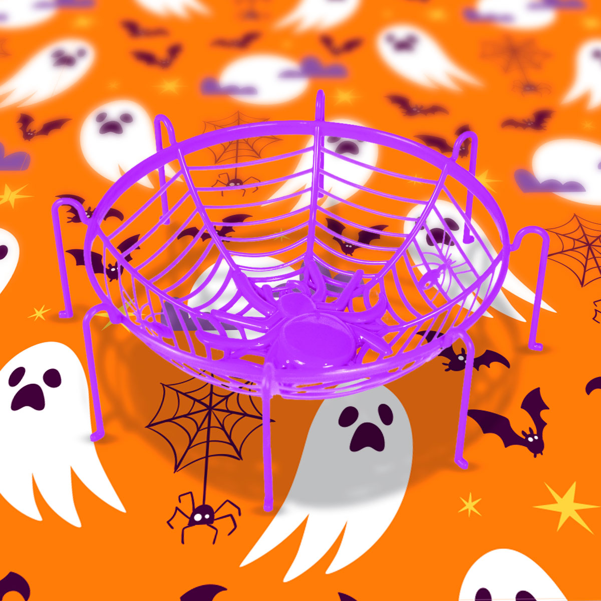 Bowl, Diseño de Telaraña y Arañas, Color Morado