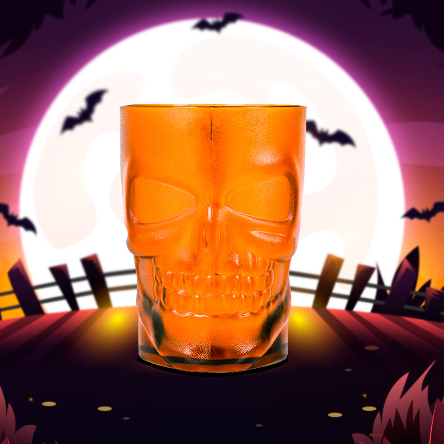 Vaso con Diseño de Calavera para Halloween, color Naranja