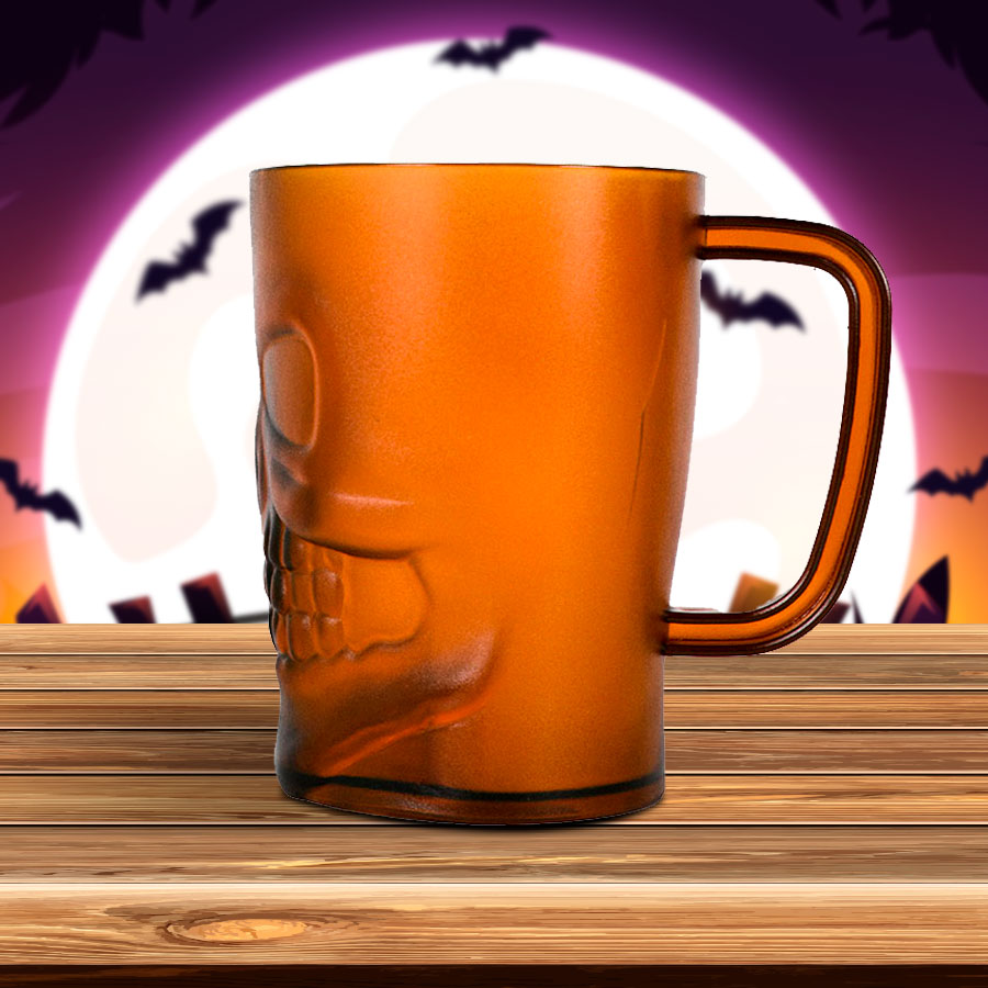 Vaso con Diseño de Calavera para Halloween, color Naranja