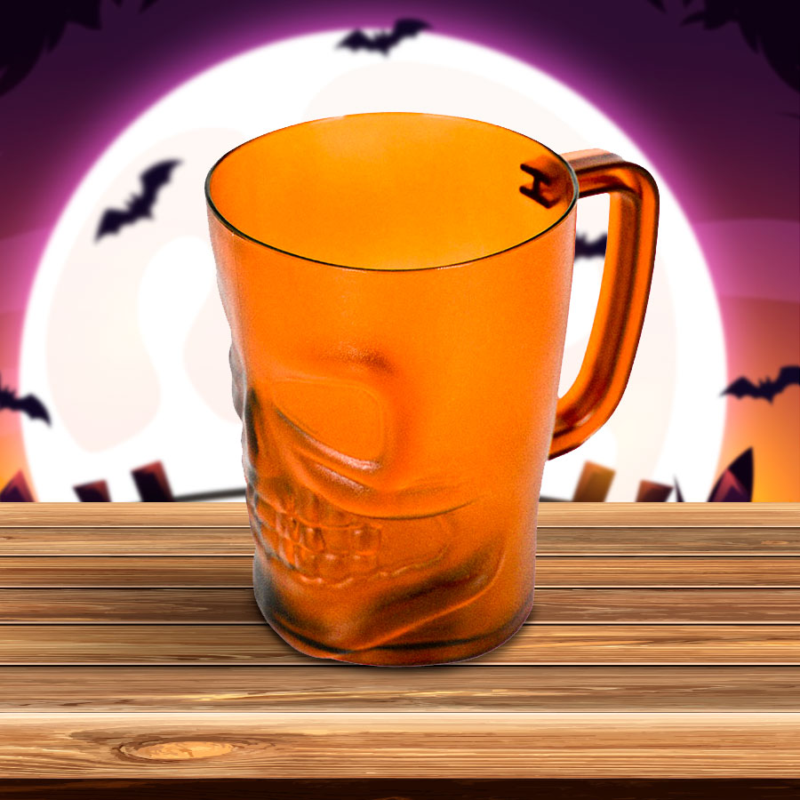 Vaso con Diseño de Calavera para Halloween, color Naranja
