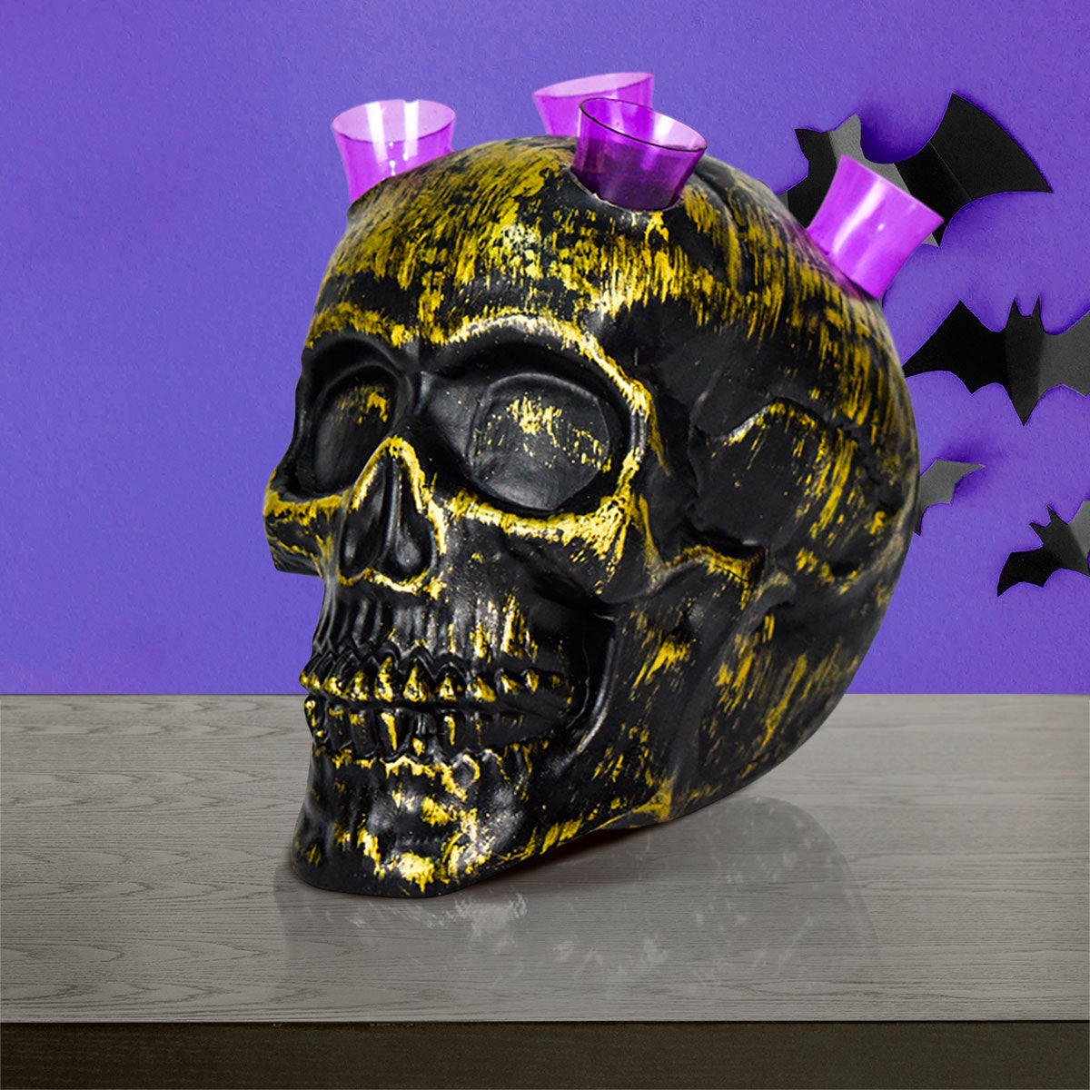 Calavera Dorada Decorativa para Fiestas de Halloween.