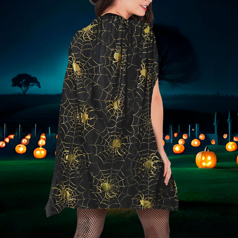Capa color Negro con Telarañas Doradas para Disfraz de Halloween