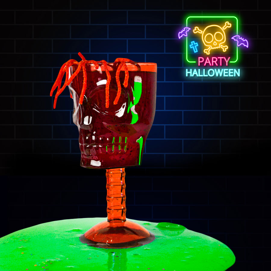 Copa con Diseño de Cráneo para Halloween, color Naranja