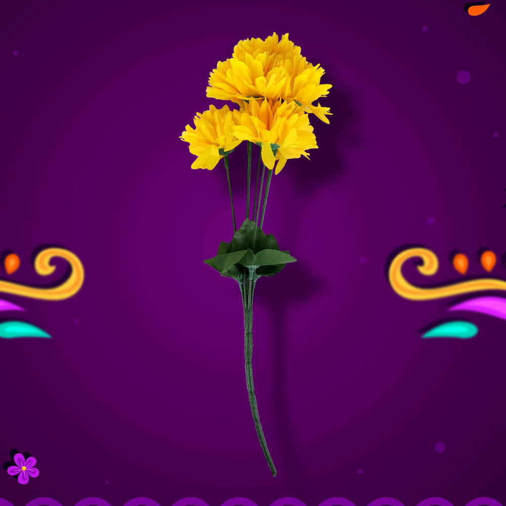 Flor de Cempasúchil Artificial, Día de Muertos, Color Amarillo