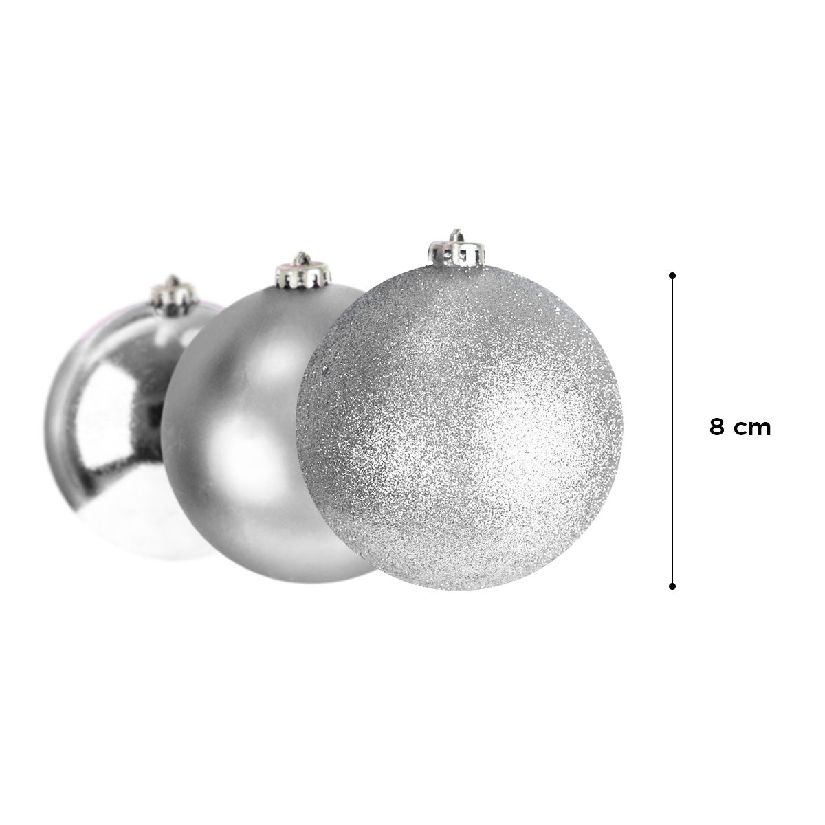 Esferas Navideñas color Plata, 4 pzas.