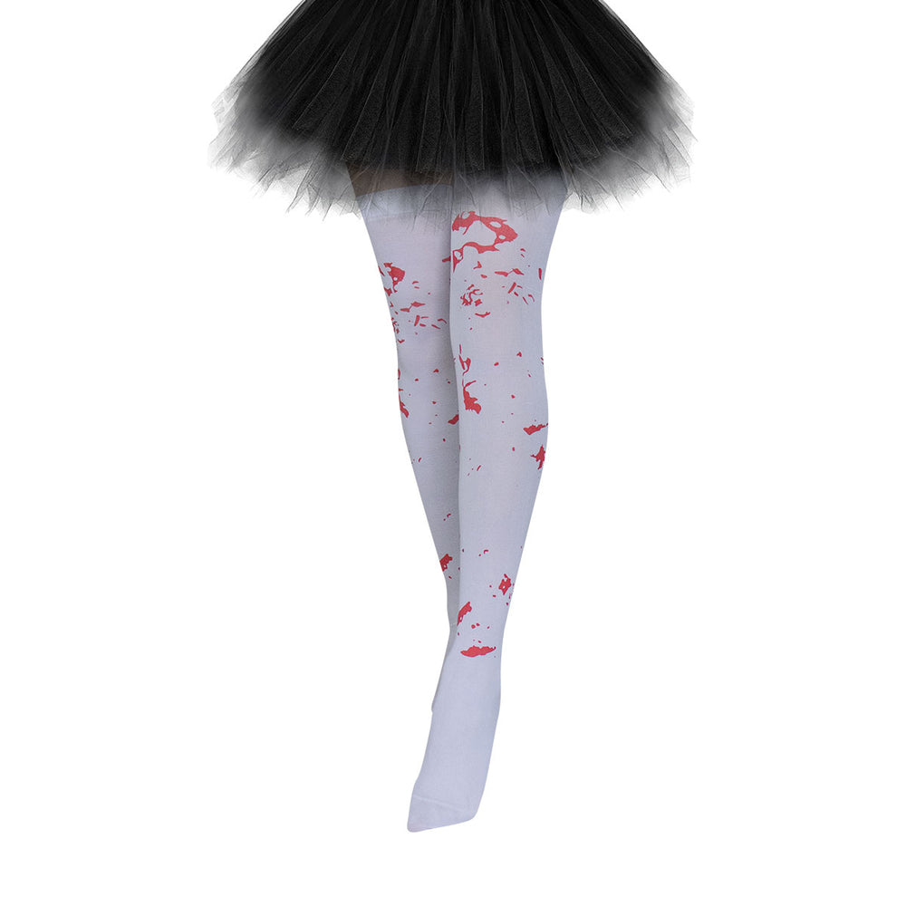 Mallas color Blanco con Diseño de Sangre para Disfraz