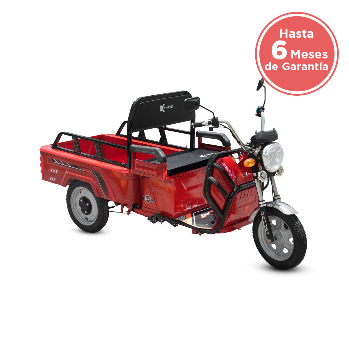 Triciclo de Carga Eléctrico Kiwo, Color Rojo