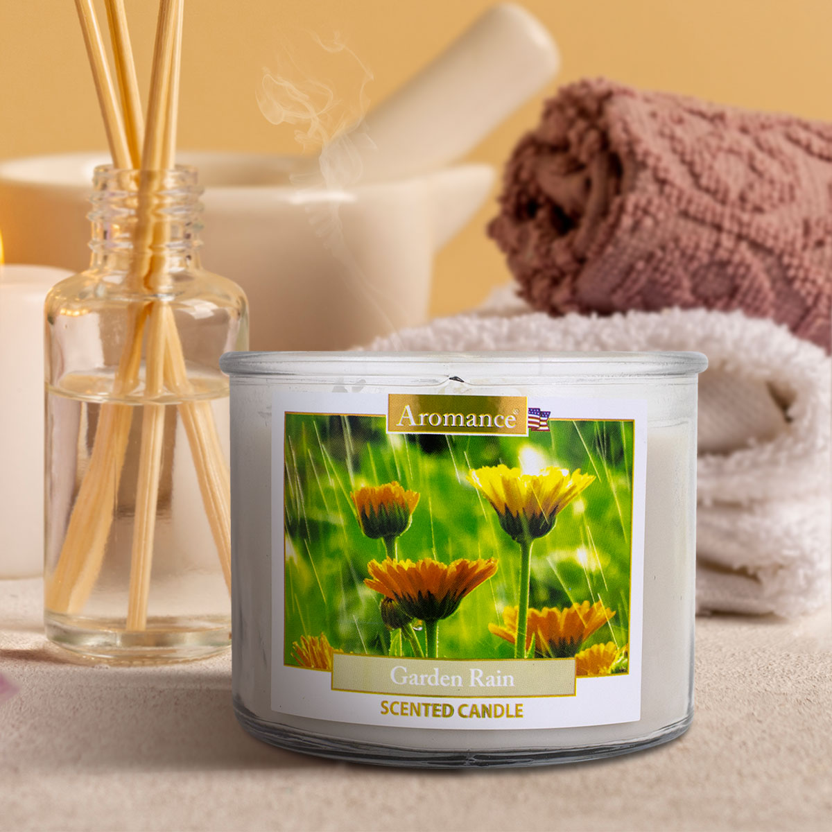 Vela Aromática a Flores, 3 Pabilos