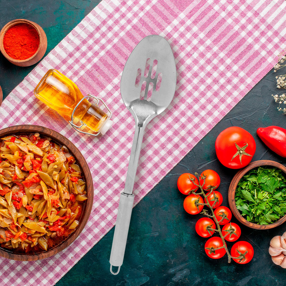 Cuchara Ranurada de Acero