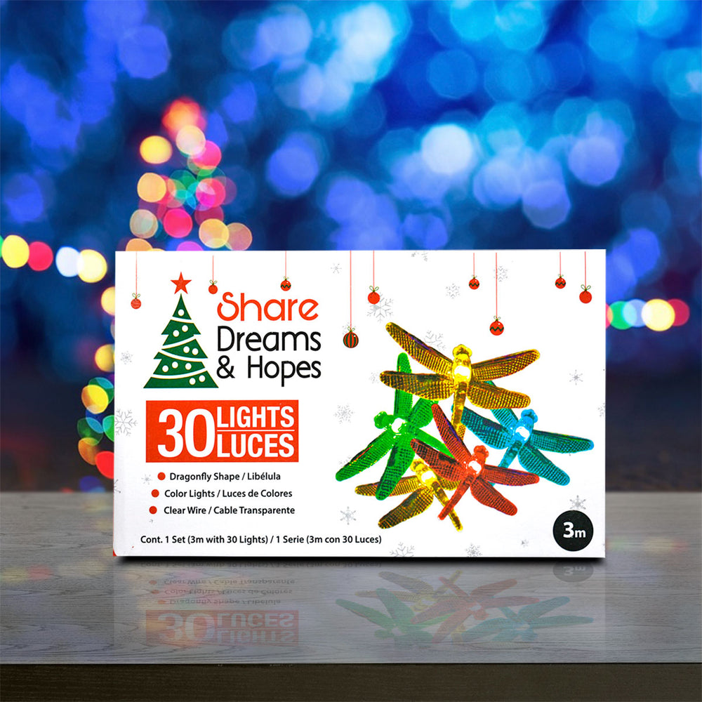 Serie de Luces en Forma de Libélula para Navidad, 3m.