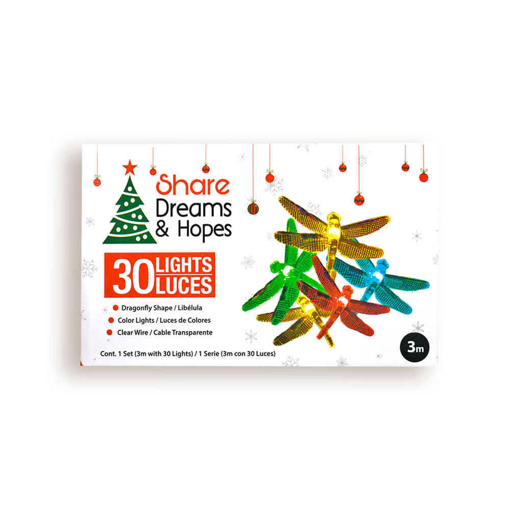 Serie de Luces en Forma de Libélula para Navidad, 3m.