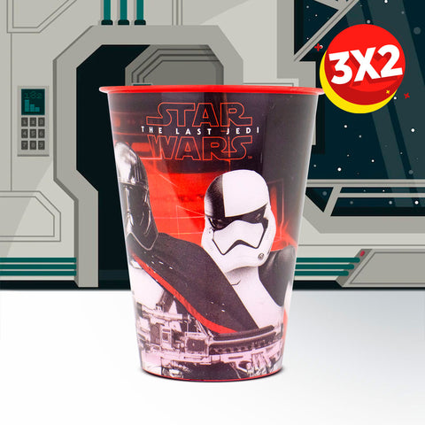 3X2 Vaso de Plástico Star Wars Episodio VIII color Rojo 500ml.