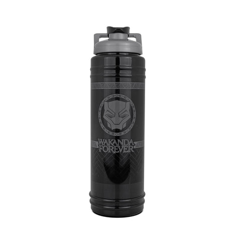 3X2 Botella de Plástico para Agua con Diseño Black Panther color Negro 870ml.