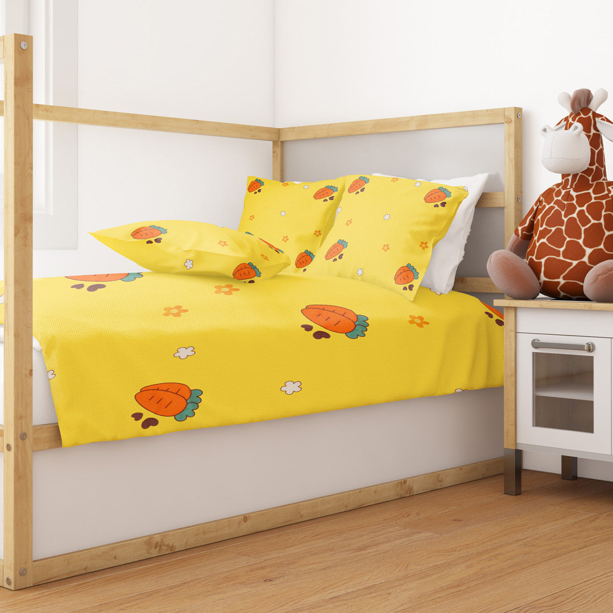 Juego de Sábanas Individual con Diseño de Zanahoria