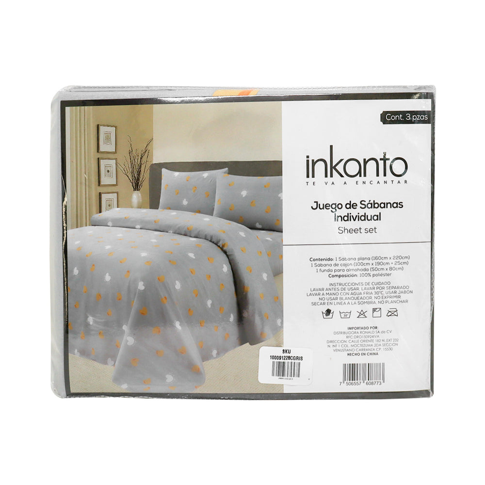 Juego de Sábanas Individual color Gris