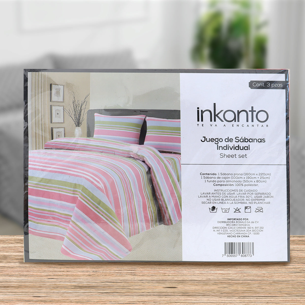 Juego de Sábanas Individual, Colores, Diseño Líneas