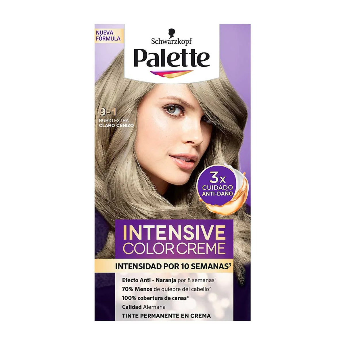 Tinte de Cabello, Palette, Color Creme Rubio Extra Claro Cenizo 9-1