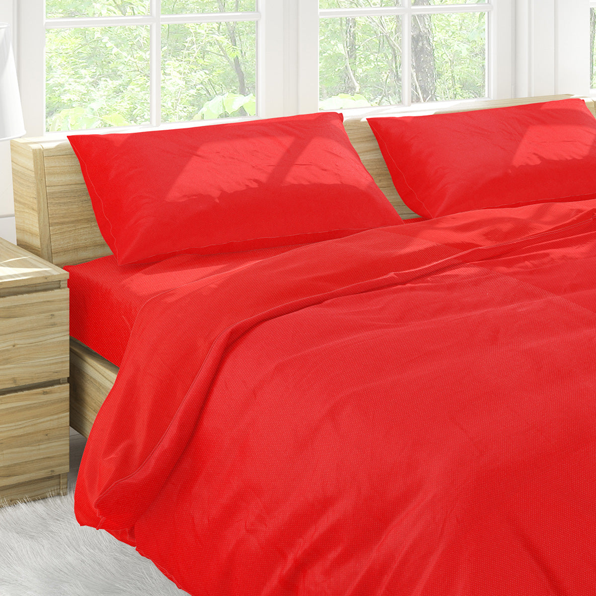 Juego de Sábanas Matrimonial, Color Rojo