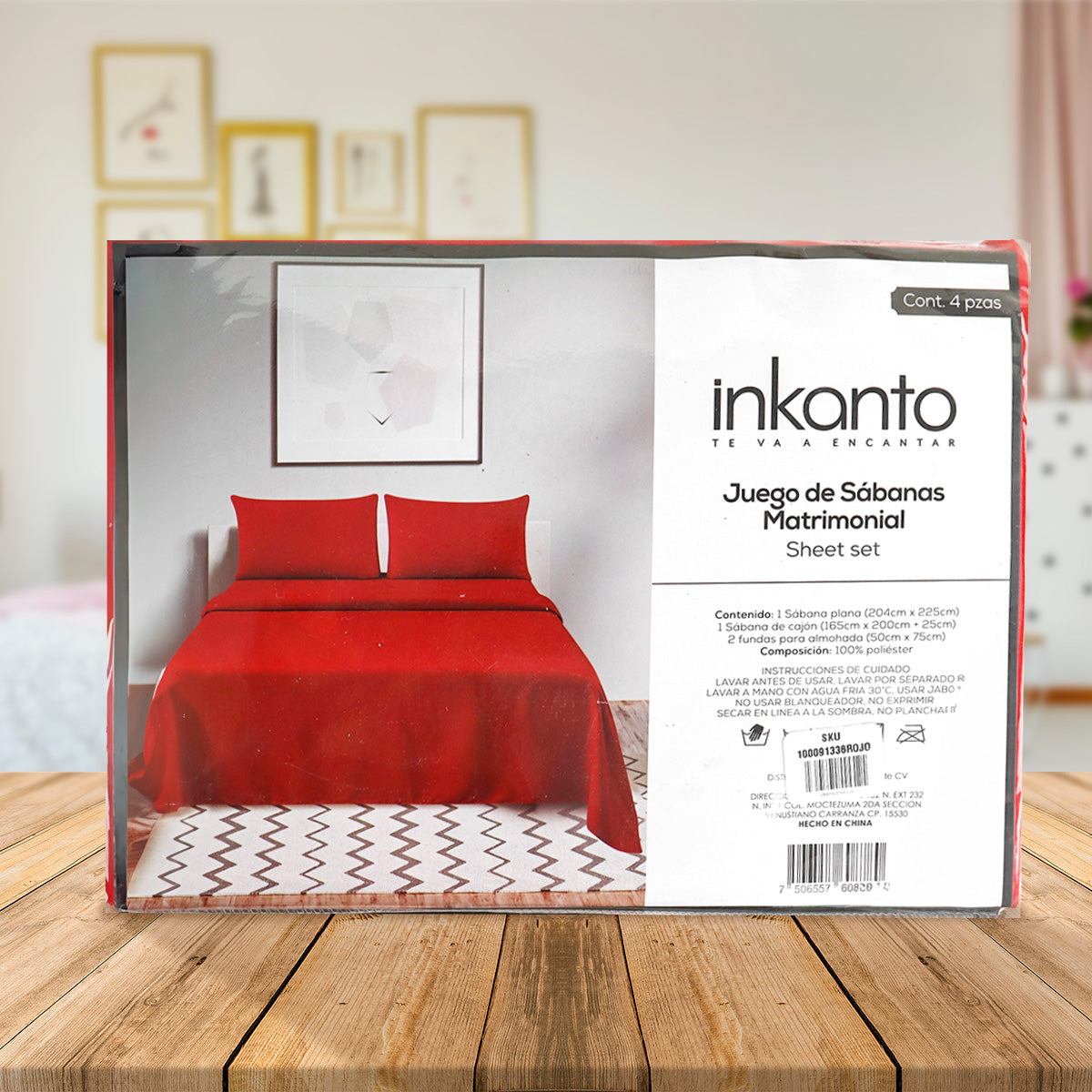 Juego de Sábanas Matrimonial, Color Rojo