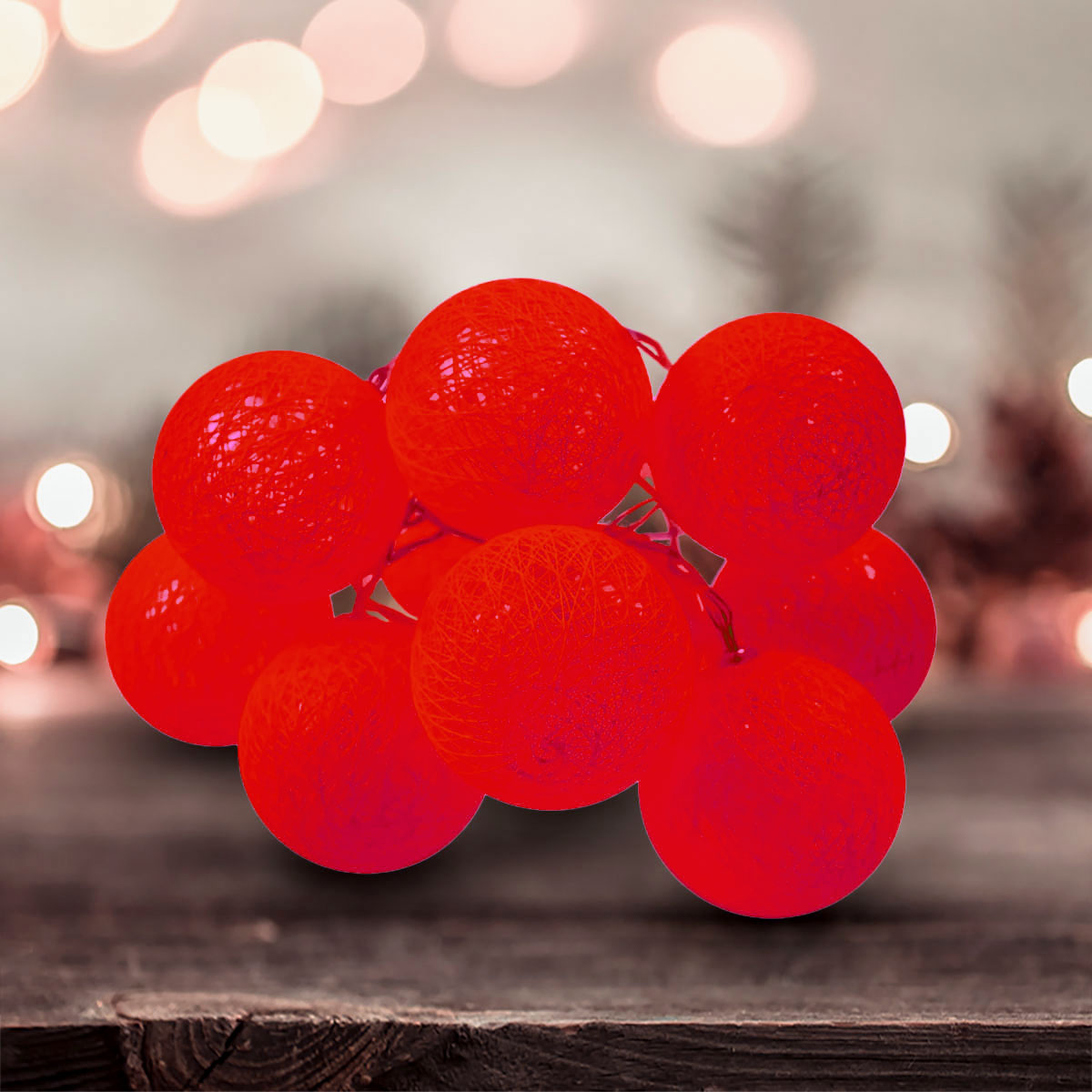 Serie de Luces Led en Forma de Esferas color Rojo, 1.5m