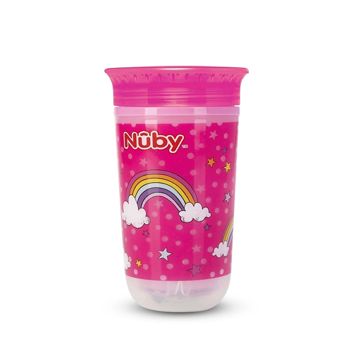 Vaso Entrenador Antiderrames Nuby 360° Luminoso color Rosa 10oz.