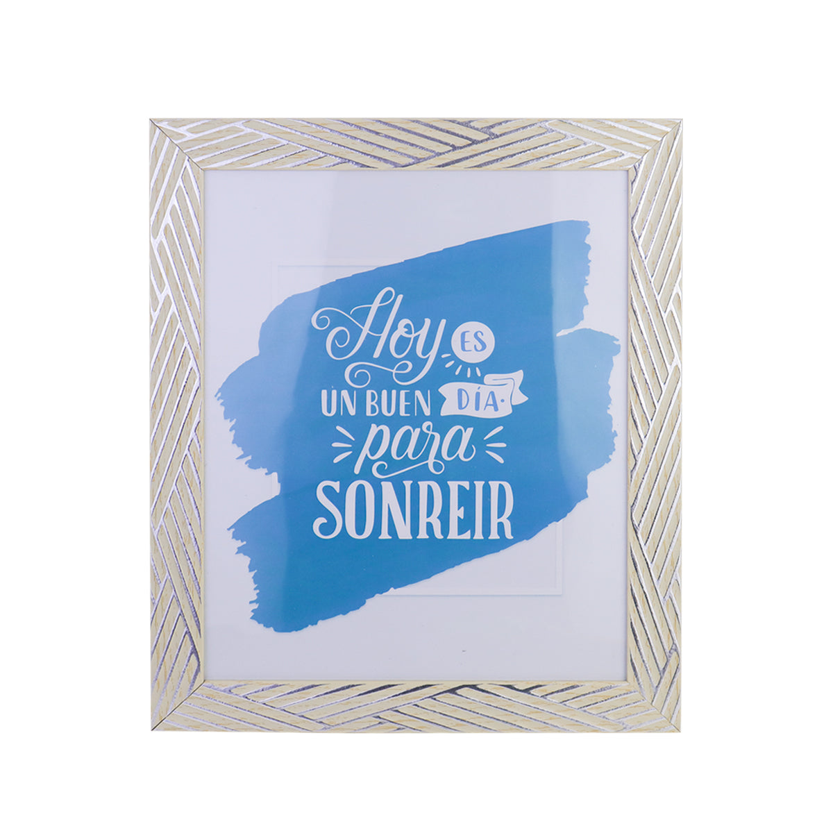 Portarretratos con Diseño de Líneas color Crema con Plata 20x25cm