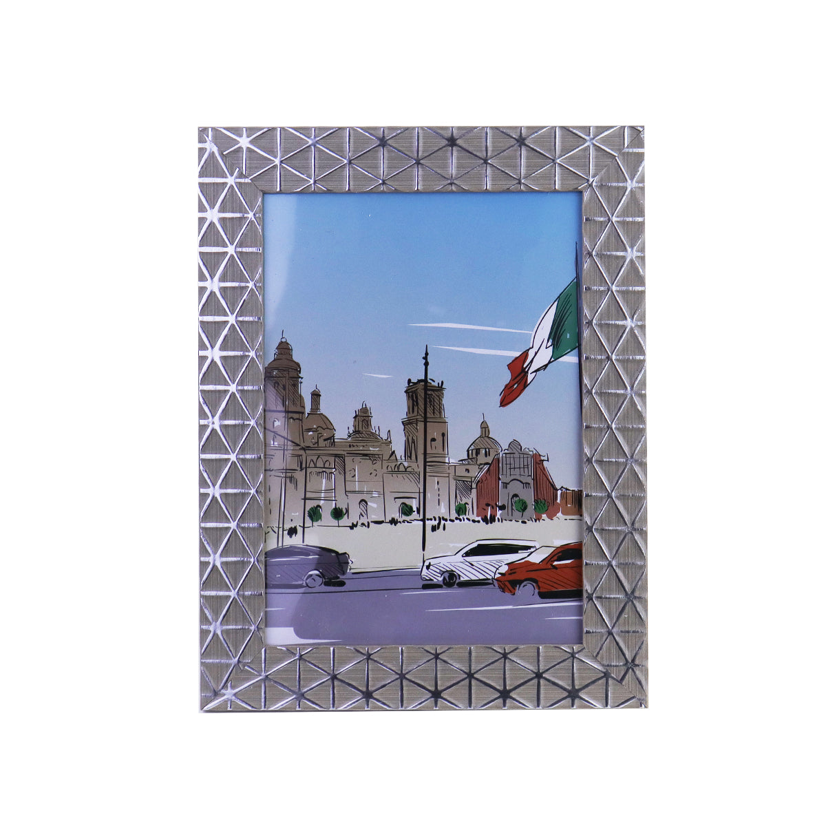 Portarretratos color Arena con Patrones de Triángulos 13x18cm