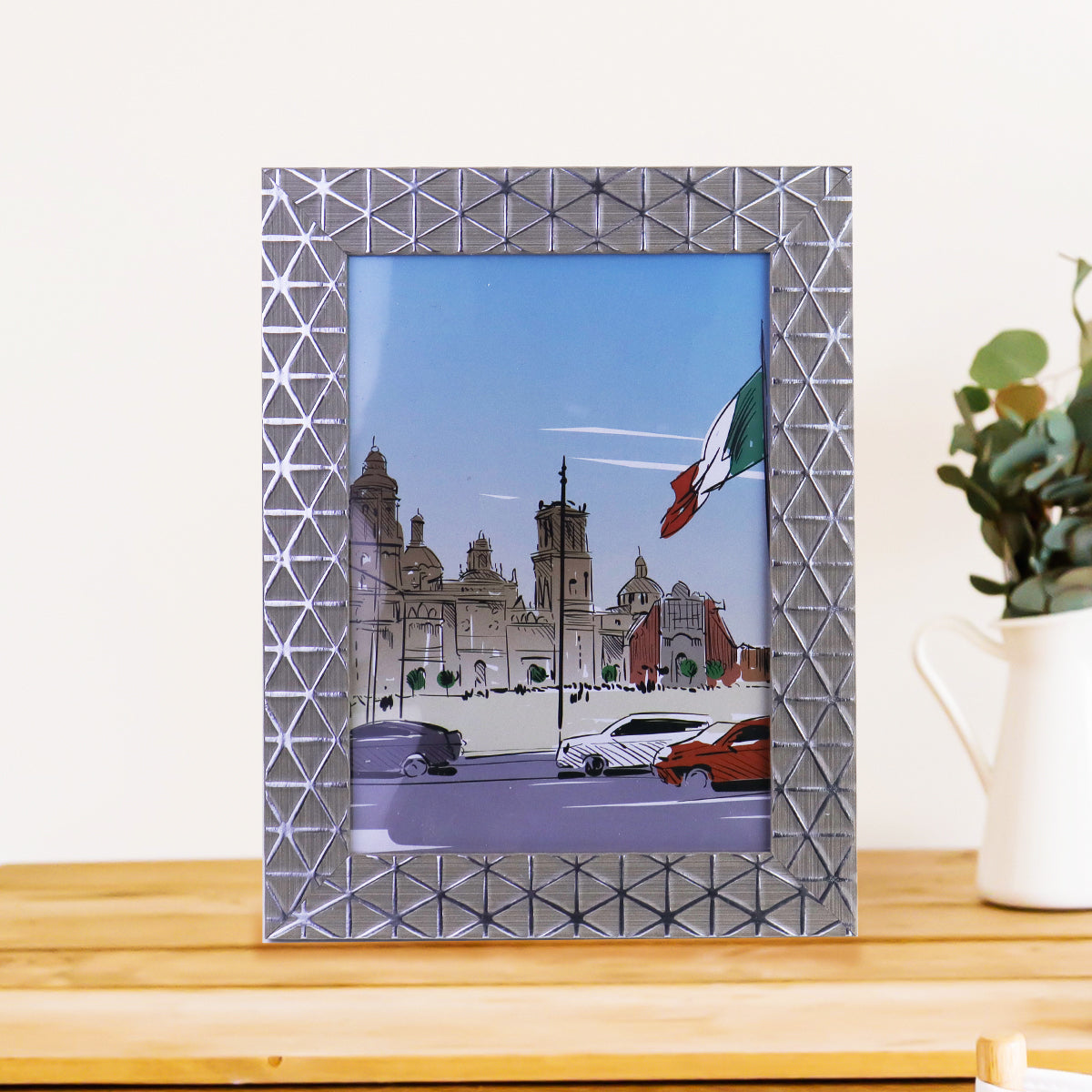 Portarretratos color Arena con Patrones de Triángulos 13x18cm