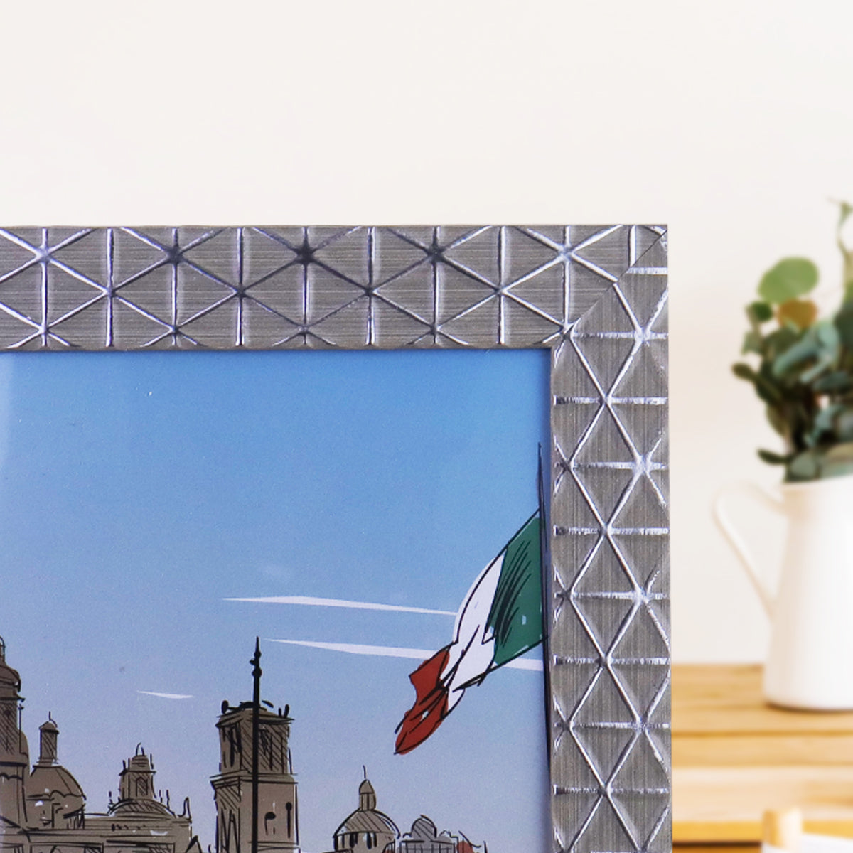 Portarretratos color Arena con Patrones de Triángulos 13x18cm