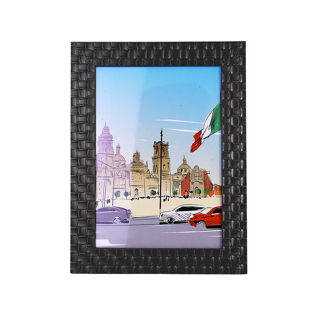 Portarretratos color Negro con Patrones de Cuadros 13x18cm