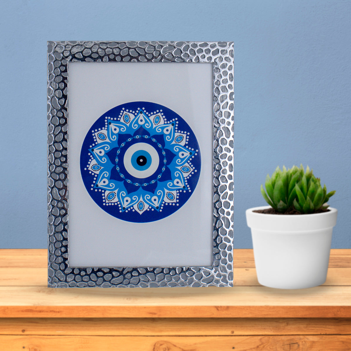 Portarretratos con Diseño de Panal color Plateado 13x18cm