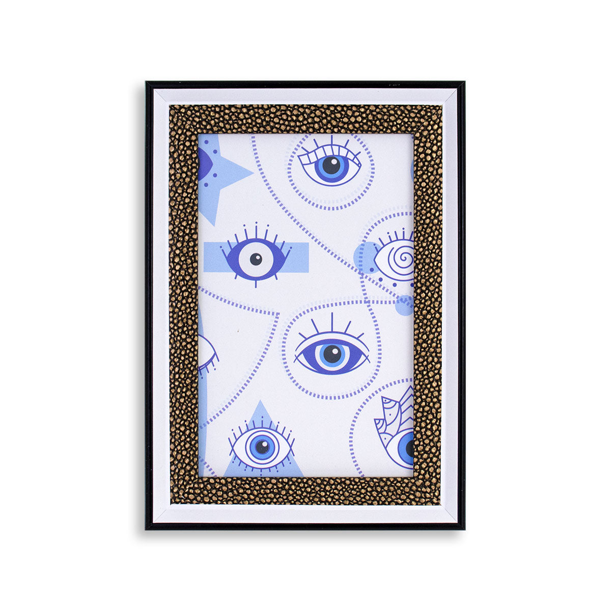 Portarretratos color Blanco con Diseño de Piedras Café 10x15cm