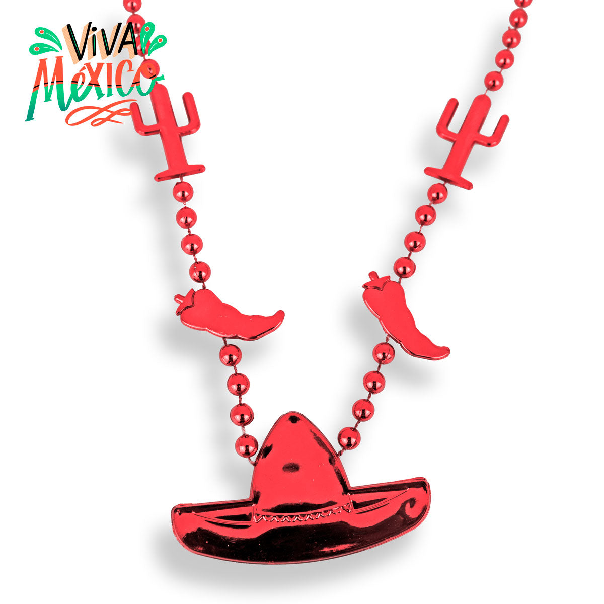 Collar con Decoración, Color Rojo, 2 pzas