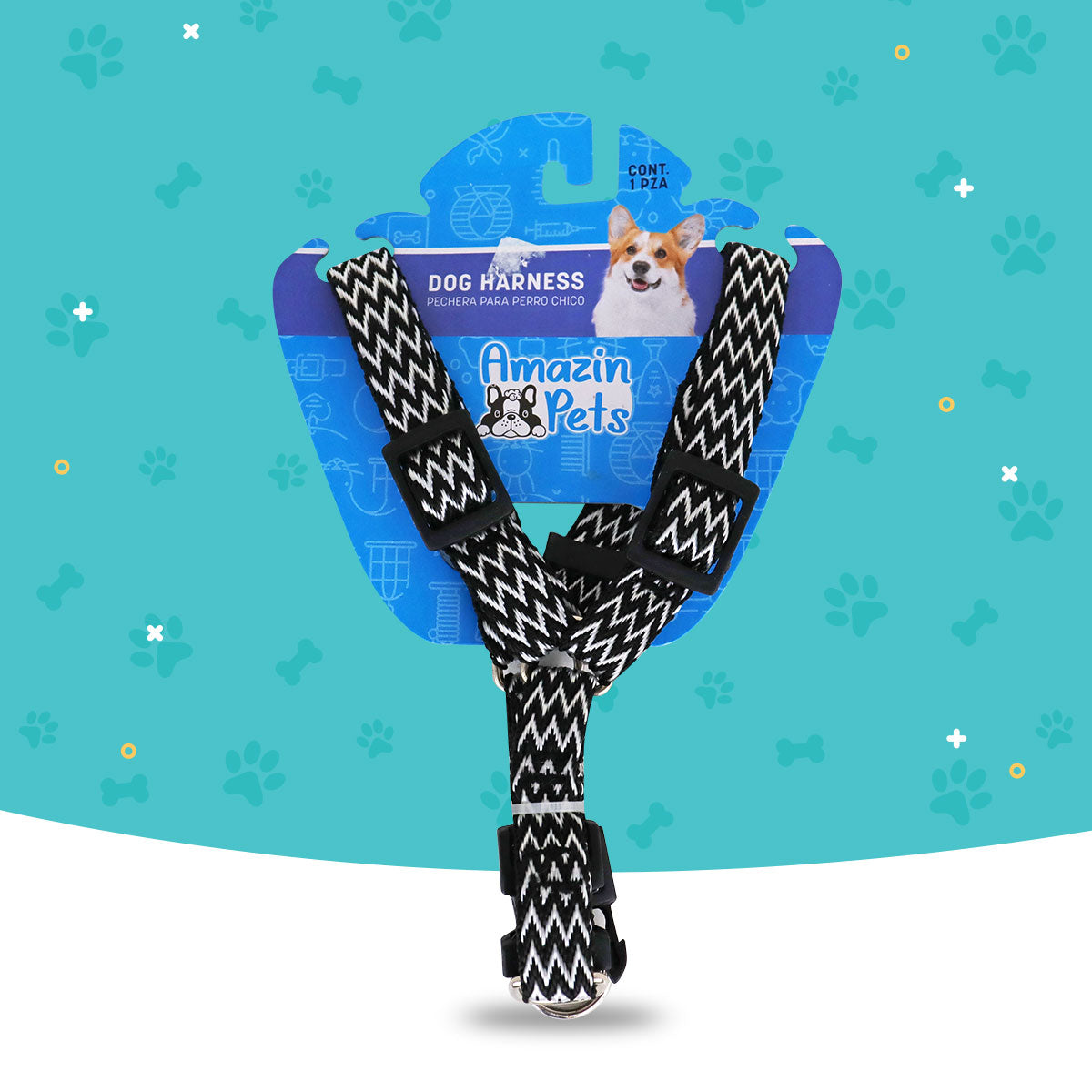 Pechera color Negro con Blanco para Mascota