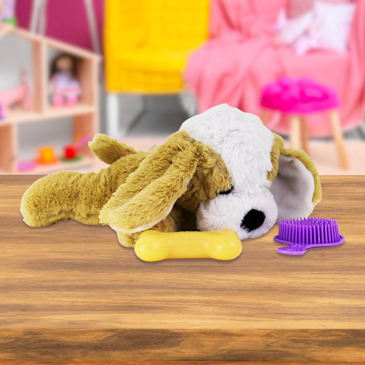 Perro de Peluche con Bolsa de Colores