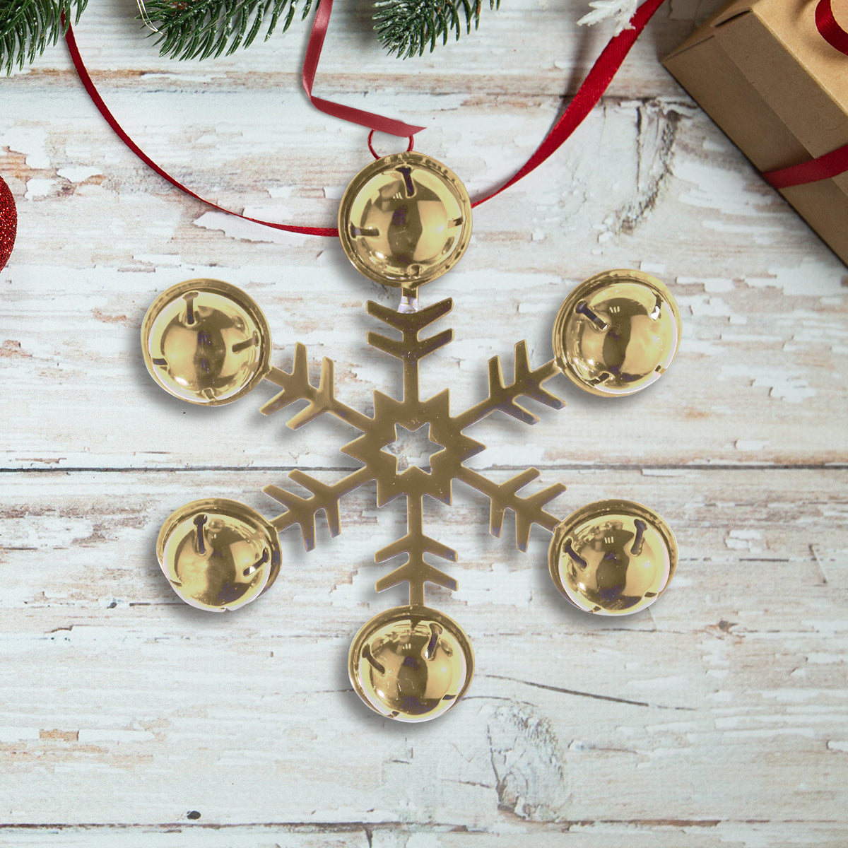 Copo de Nieve con Cascabeles, color Oro