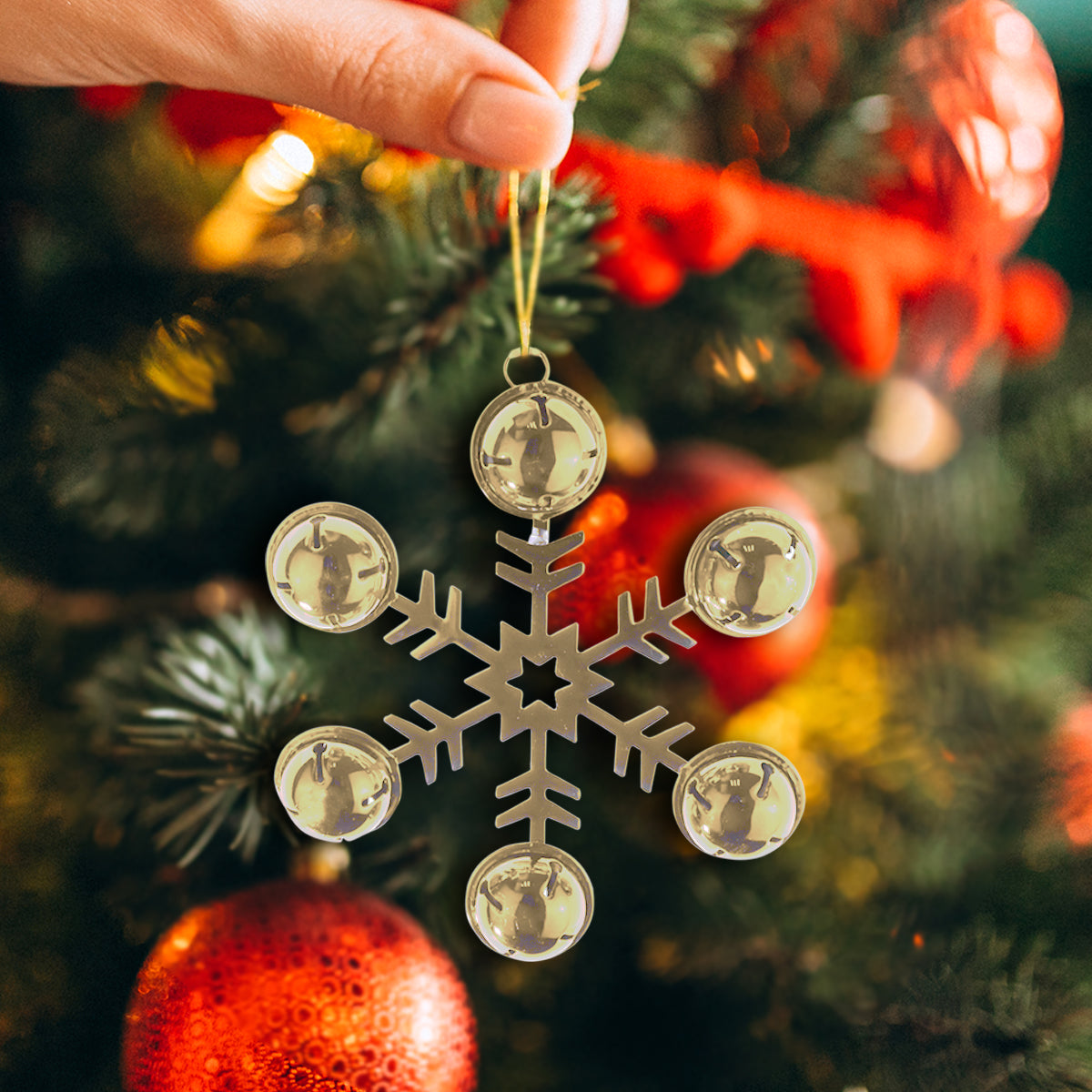 Copo de Nieve con Cascabeles, color Oro