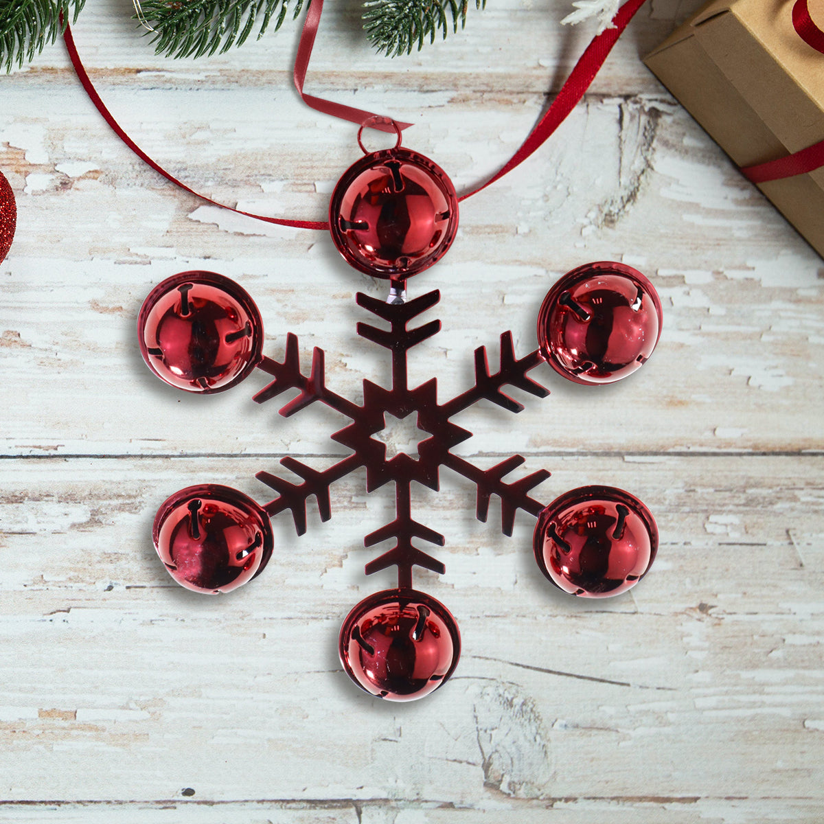 Copo de Nieve con Cascabeles, color Rojo