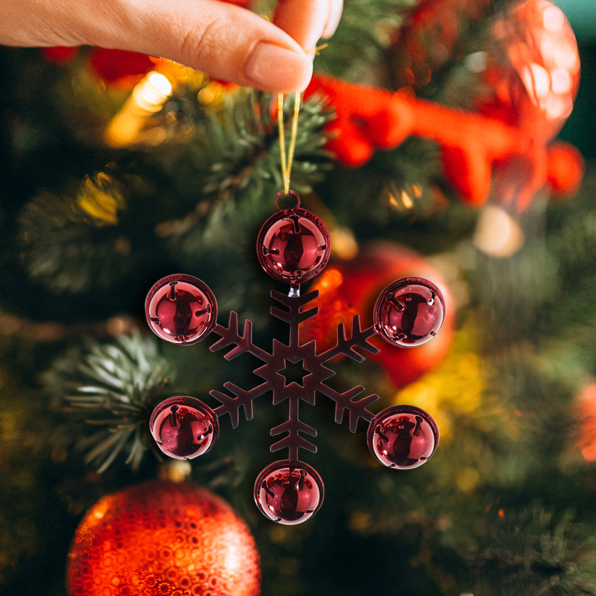 Copo de Nieve con Cascabeles, color Rojo
