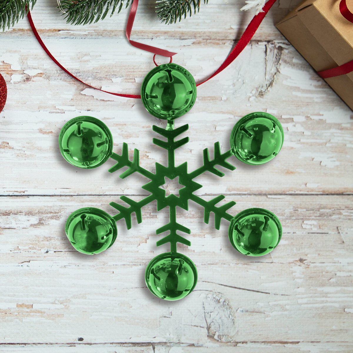 Copo de Nieve con Cascabeles, color Verde
