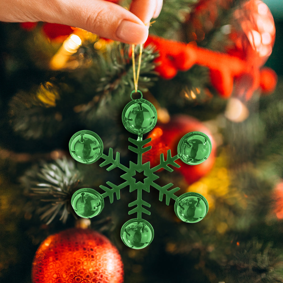 Copo de Nieve con Cascabeles, color Verde