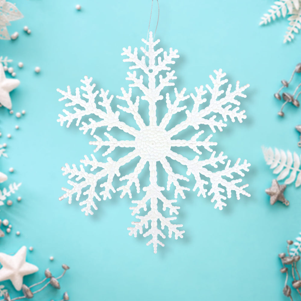 Ornamento, Copo de Nieve Jumbo, Color Blanco