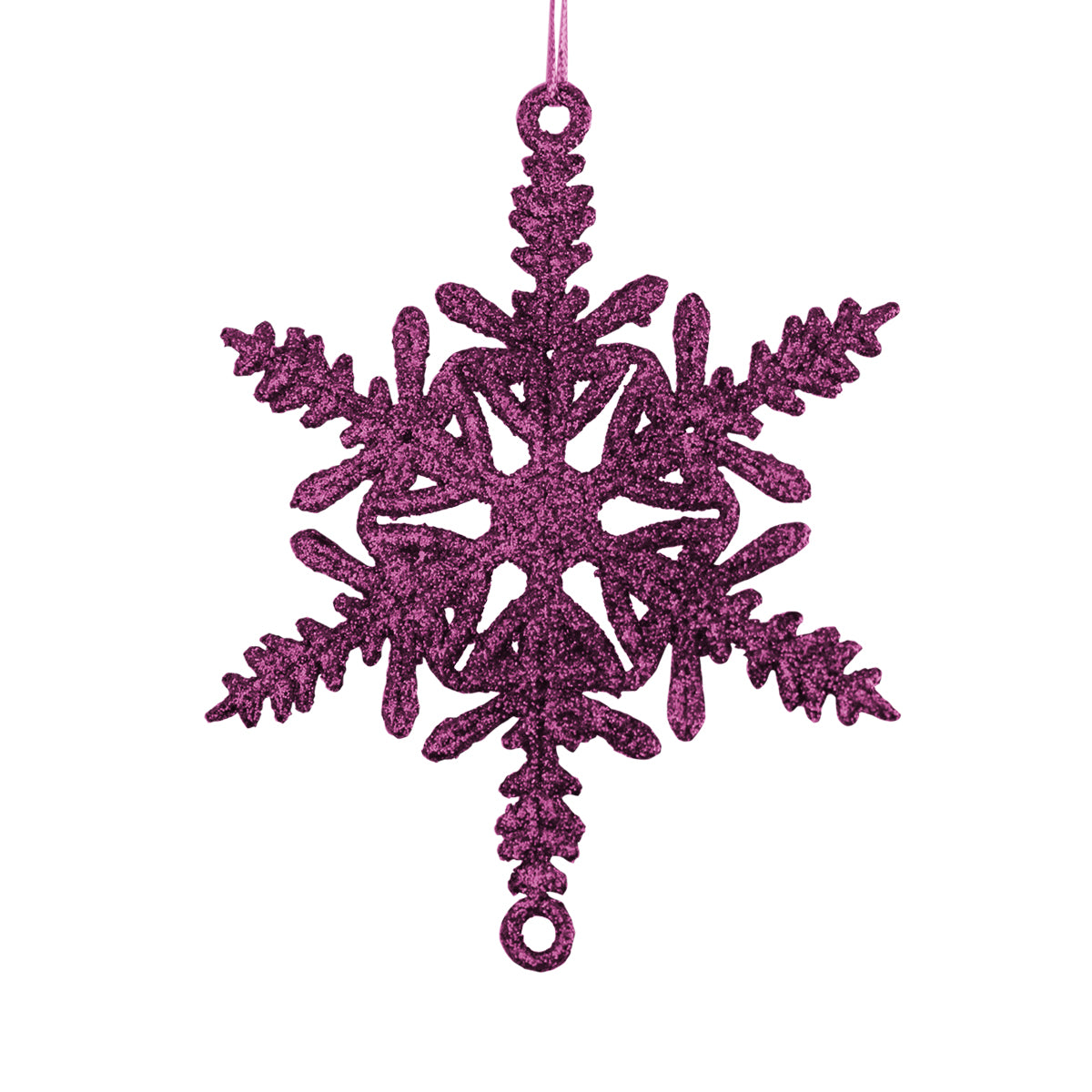 Copo de Nieve Decorativo con Diamantina Color Rosa, 5 pzas.
