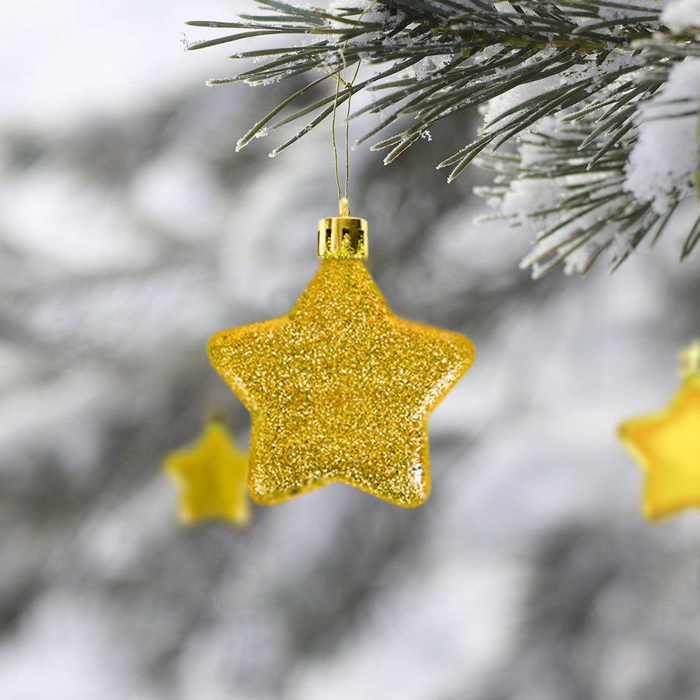 Set de 6 Mini Estrellas Navideñas color Oro