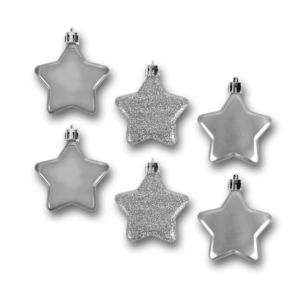 Set de 6 Mini Estrellas Navideñas color Plata