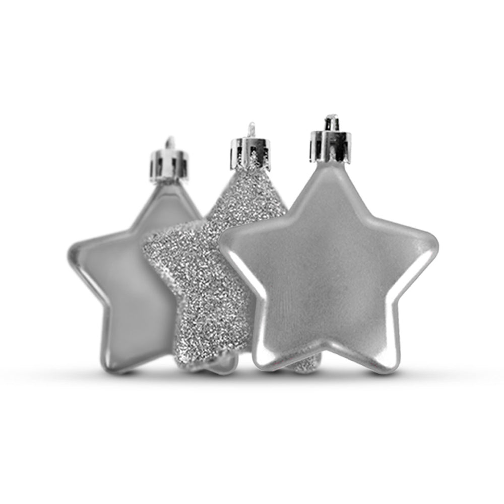 Set de 6 Mini Estrellas Navideñas color Plata
