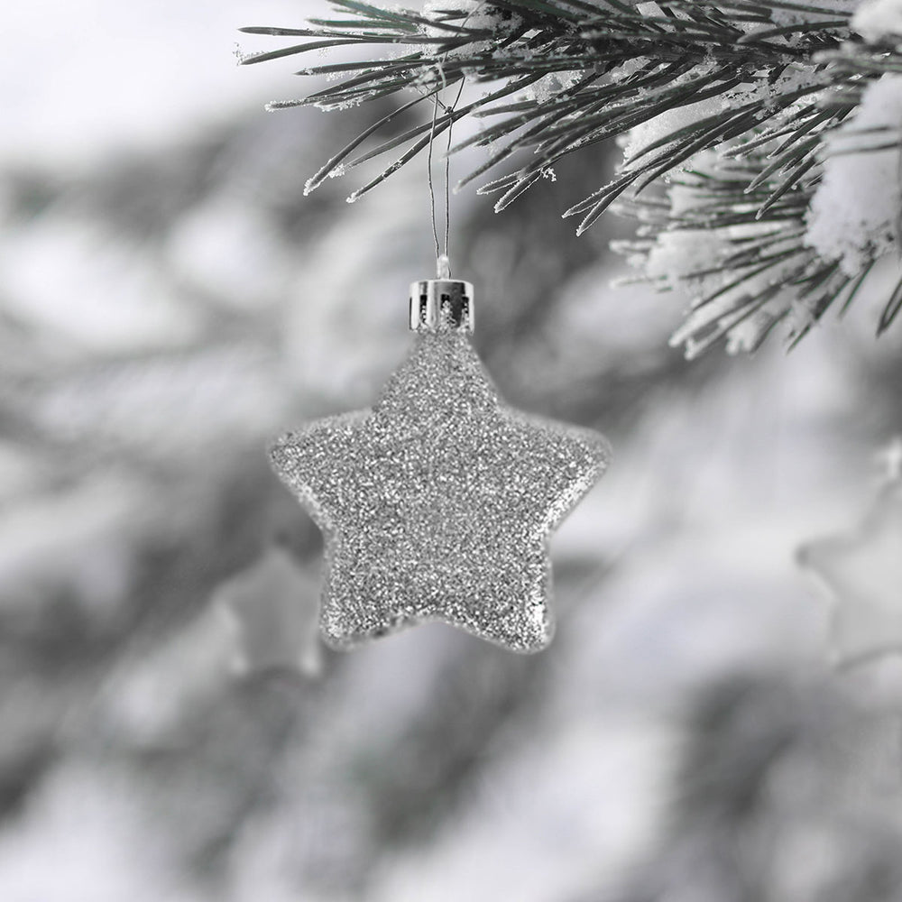Set de 6 Mini Estrellas Navideñas color Plata
