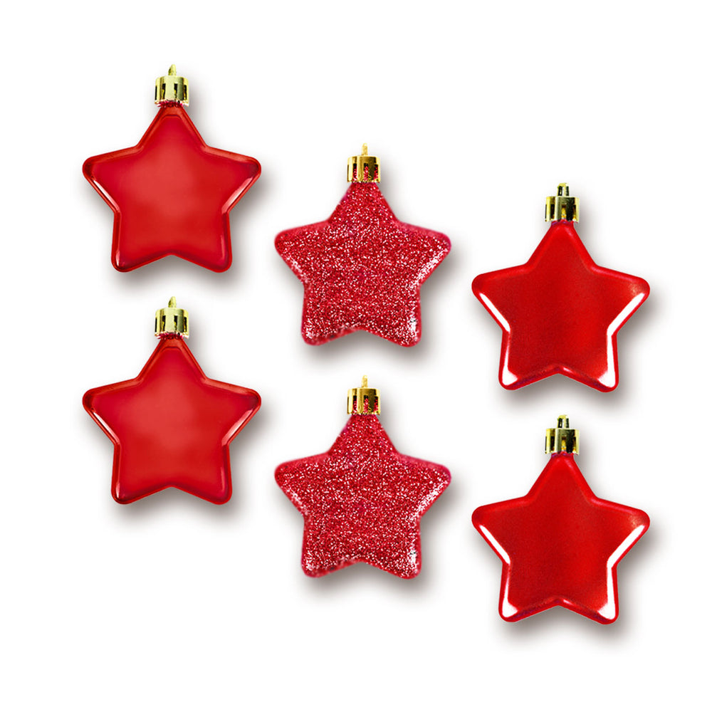 Set de 6 Mini Estrellas Navideñas color Rojo