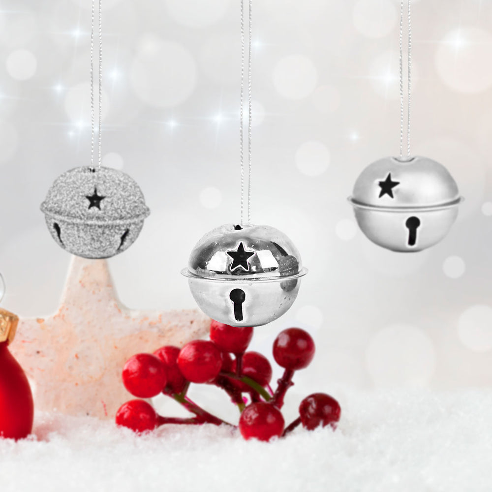 Set de 4 Cascabeles Navideños color Plata