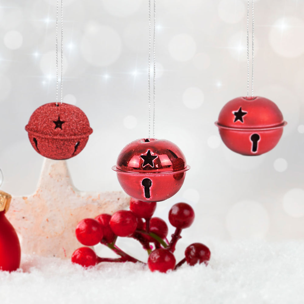 Set de 4 Cascabeles Navideños color Rojo